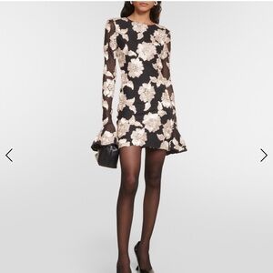 Rotate Black Mesh Floral Mini Dress - US 6 / 38